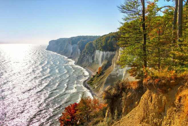 Ruegen island, the chalk cliffs in autumn